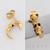 GOTHIC SKULL CRESCENT MOON CELESTIAL HAMMERED 316L SURGICAL STEEL EARRING